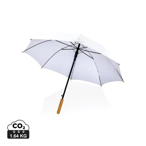 23"-es Impact AWARE™ RPET félautomata bambusz esernyő 190T fehér  