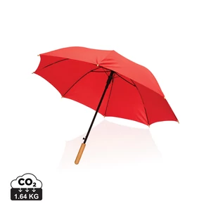 23"-es Impact AWARE™ RPET félautomata bambusz esernyő 190T piros  