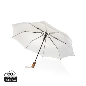 Kaycey 21" AWARE™ RPET akácfa mini auto nyitású esernyő bézs  