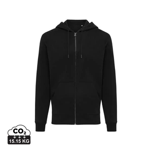 Iqoniq Abisko újrahaszn. pamut cipzáras kapucnis pulóver fekete XS Unisex