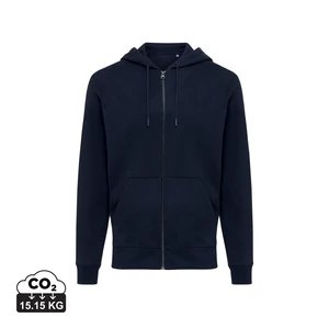 Iqoniq Abisko újrahaszn. pamut cipzáras kapucnis pulóver sötétkék 5XL Unisex