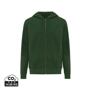 Iqoniq Abisko újrahaszn. pamut cipzáras kapucnis pulóver forest green L Unisex