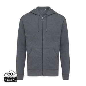 Iqoniq Abisko újrahaszn. pamut cipzáras kapucnis pulóver heather anthracite XS Unisex