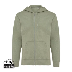 Iqoniq Abisko újrahaszn. pamut cipzáras kapucnis pulóver heather green XL Unisex
