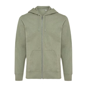 Iqoniq Abisko újrahaszn. pamut cipzáras kapucnis pulóver heather green XXS Unisex