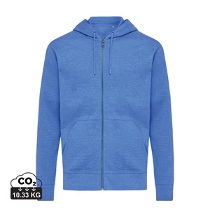 Iqoniq Abisko újrahaszn. pamut cipzáras kapucnis pulóver heather blue L Unisex