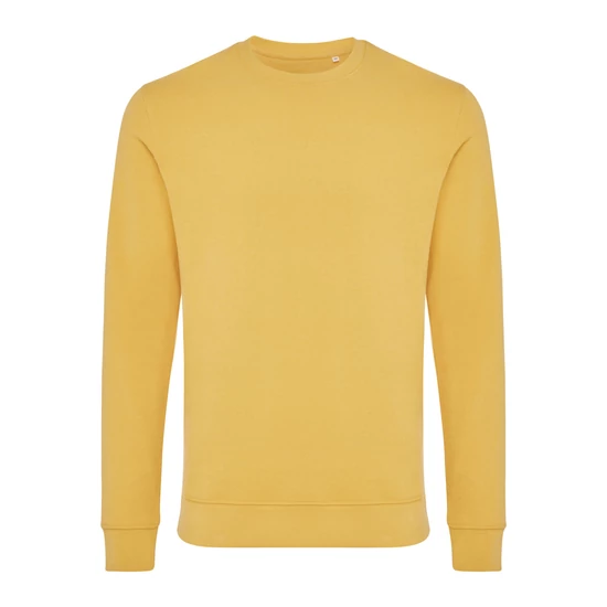 Iqoniq Zion újrahaszn. pamut pulóver kerek nyakkivágással ochre yellow XXS Unisex