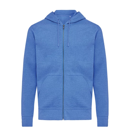 Iqoniq Abisko újrahaszn. pamut cipzáras kapucnis pulóver heather blue XXS Unisex