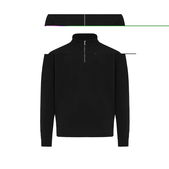 IQONIQ Elgon újrahaszn. pamut negyed cipzáras pulóver fekete 4XL Unisex