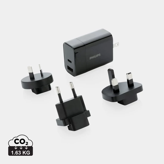 Philips 30W-os ultragyors PD töltő utazáshoz fekete  