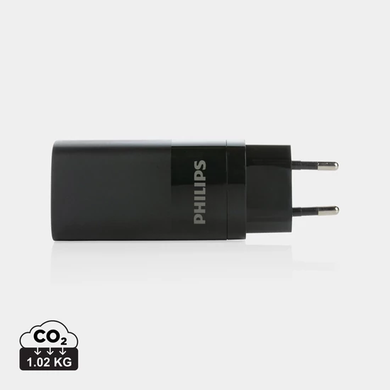 Philips 65W ultra gyors PD 3-portos USB fali töltő fekete  