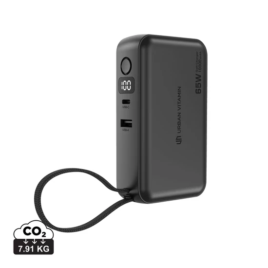 Urban Vitamin Eureka RCS újrah.65W hibrid töltő és powerbank fekete  