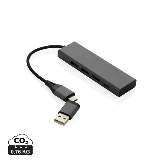 Terra RCS újrahasznosított alumínium elosztó 3 USB porttal szürke  