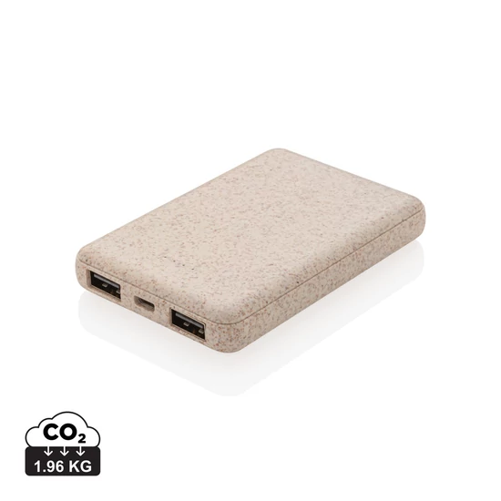 5000 mAh zsebben hordható powerbank búzaszárból khaki  