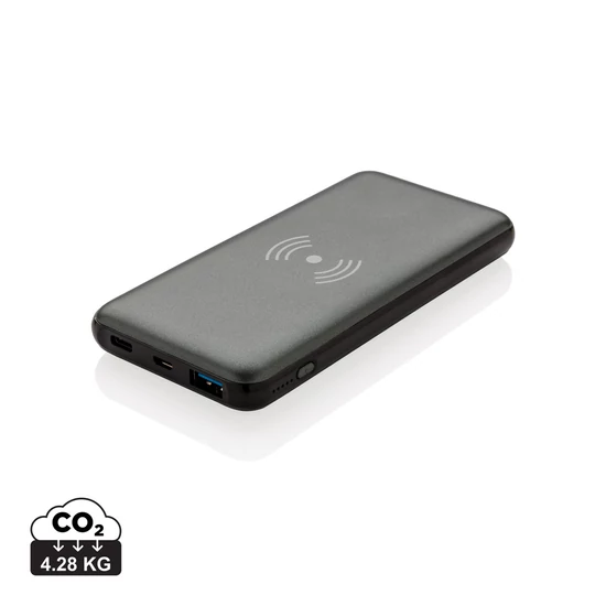 10 000 mAh gyorstöltős 10W vezeték nélküli powerbank PD-vel szürke  