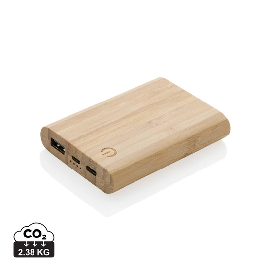 Bambusz 5000 mAh powerbank barna  