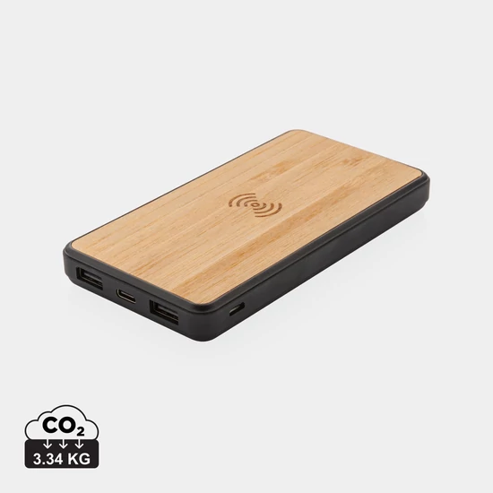 RCS újrahaszn. műanyag 8000 mAh vezeték nélküli powerbank barna  