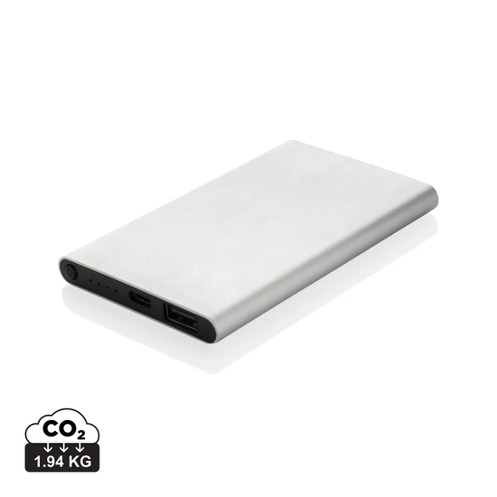 RCS újrahasznosított műanyag/alumínium 4000 mAh powerbank ezüst színű  