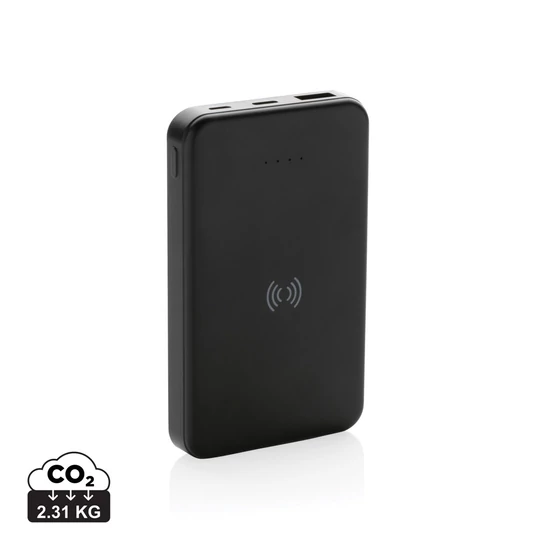 RCS újrah. műanyag 5000 mAh 5W-os vezeték nélküli powerbank fekete  