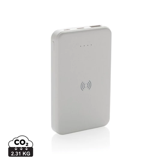 RCS újrah. műanyag 5000 mAh 5W-os vezeték nélküli powerbank fehér  