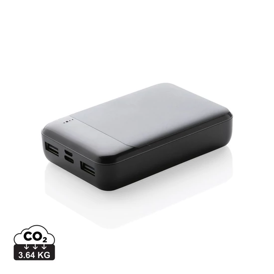 RSC standard újrahasznosított műanyag 10 000 mAh powerbank fekete  