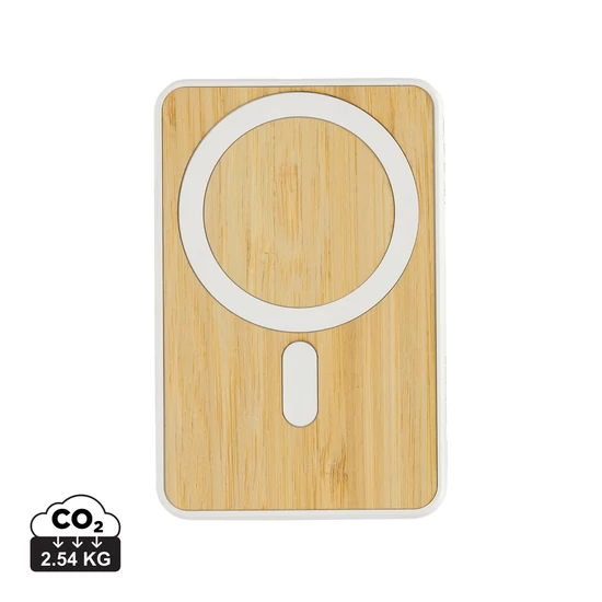 Zen RCS újrah. műanyag 5000mAh 5W mágneses bambusz powerbank fehér  