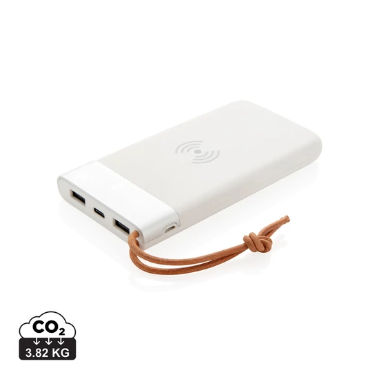 Aria 8000 mAh powerbank 5W-os vezeték nélküli töltéssel fehér  