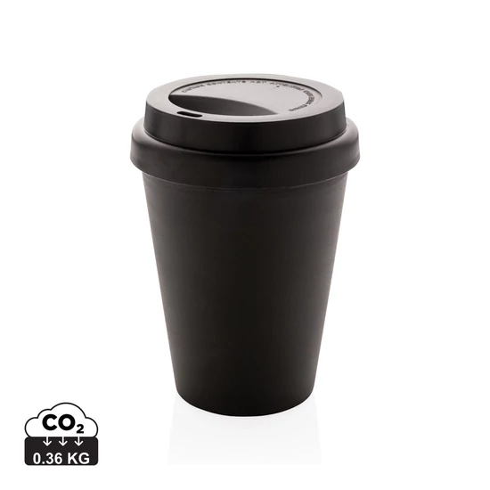 Többször használatos, duplafalú kávésbögre 300 ml fekete  