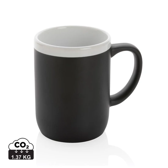 Kerámia bögre fehér peremmel 300 ml fekete, fehér  