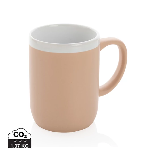 Kerámia bögre fehér peremmel 300 ml barna, fehér  