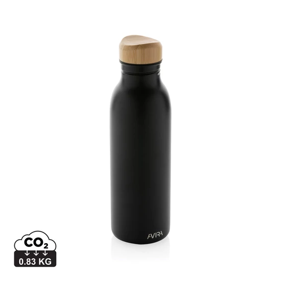 Avira Alcor RCS újrahaszn. acél egyfalú vizespalack, 600 ml fekete  