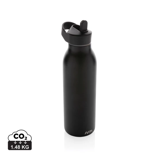 Avira Ara RCS újrahaszn. acél fliptop vizespalack, 500 ml fekete  