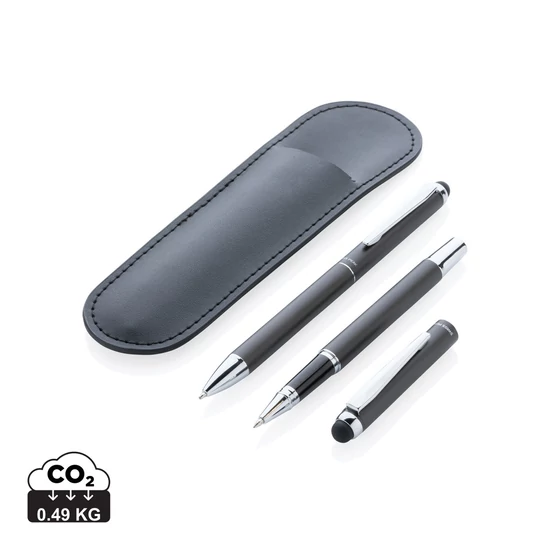 Swiss Peak deluxe tollkészlet PU tartóban fekete  