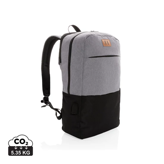 Modern 15,6"-es USB & RFID laptop hátizsák, PVC-mentes fekete  