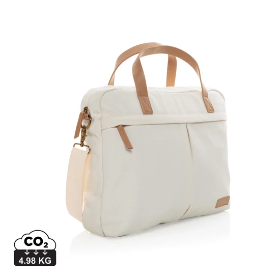 Impact AWARE™ 16oz. újrahasznosított vászon laptop táska off white  