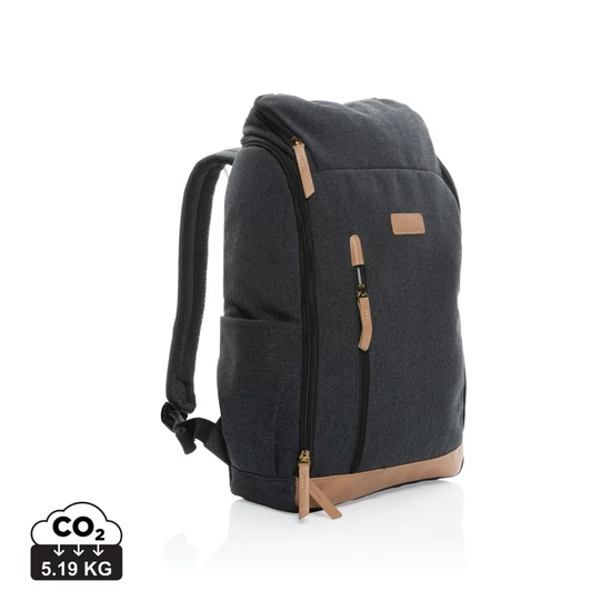 Impact AWARE™ 16oz. újrahasznosított vászon laptop hátizsák fekete  