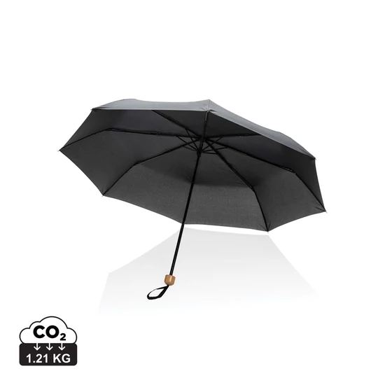 20,5"-es Impact AWARE™ RPET mini bambusz esernyő 190T fekete  