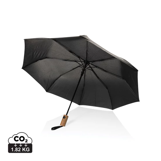 Kaycey 21" AWARE™ RPET akácfa mini auto nyitású esernyő fekete  