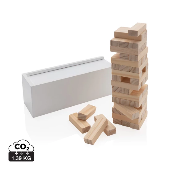 Deluxe jenga fa torony társasjáték fehér  