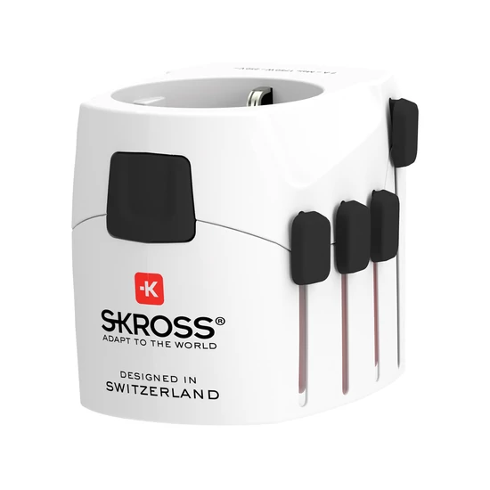 SKROSS Pro 3 pólusú világjáró adapter utazáshoz fehér  