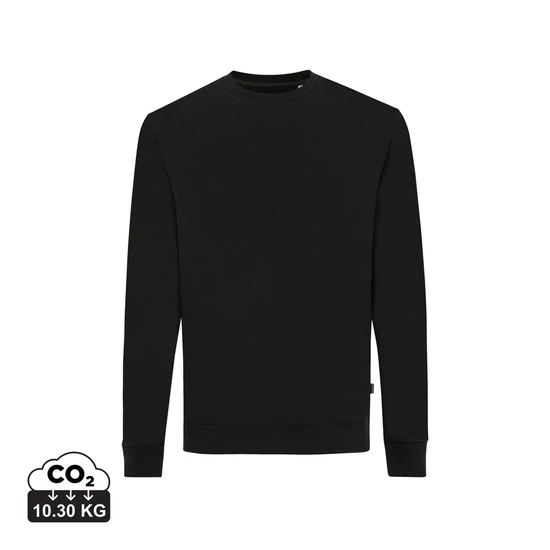 Iqoniq Zion újrahaszn. pamut pulóver kerek nyakkivágással fekete XS Unisex