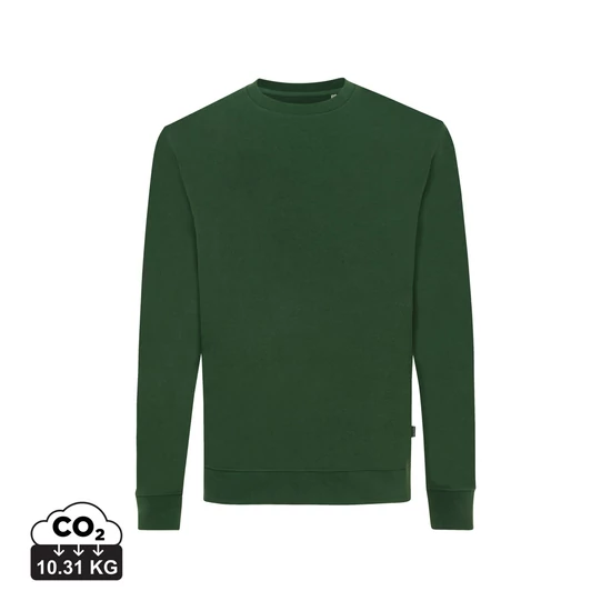 Iqoniq Zion újrahaszn. pamut pulóver kerek nyakkivágással forest green XXXL Unisex