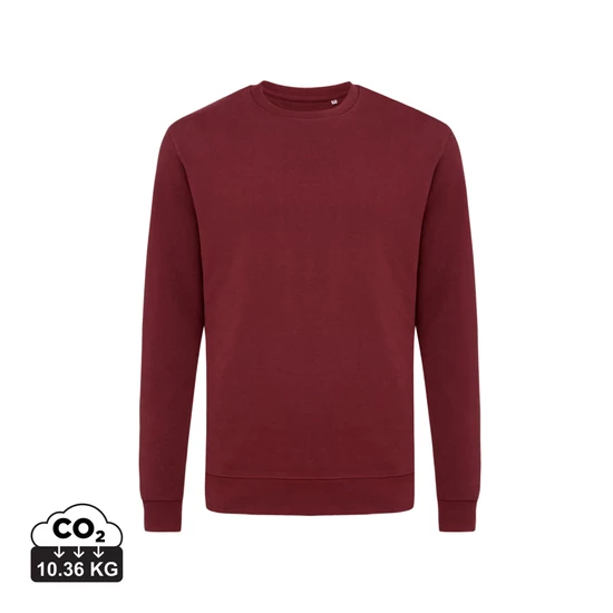 Iqoniq Zion újrahaszn. pamut pulóver kerek nyakkivágással bordó vörös XL Unisex