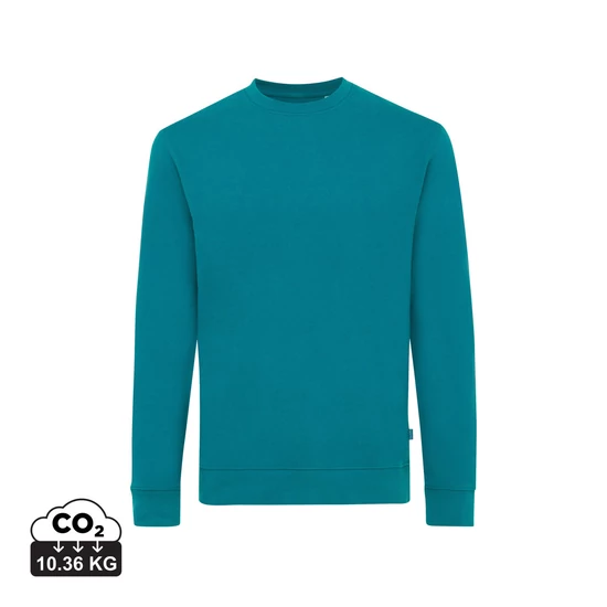 Iqoniq Zion újrahaszn. pamut pulóver kerek nyakkivágással verdigris XS Unisex