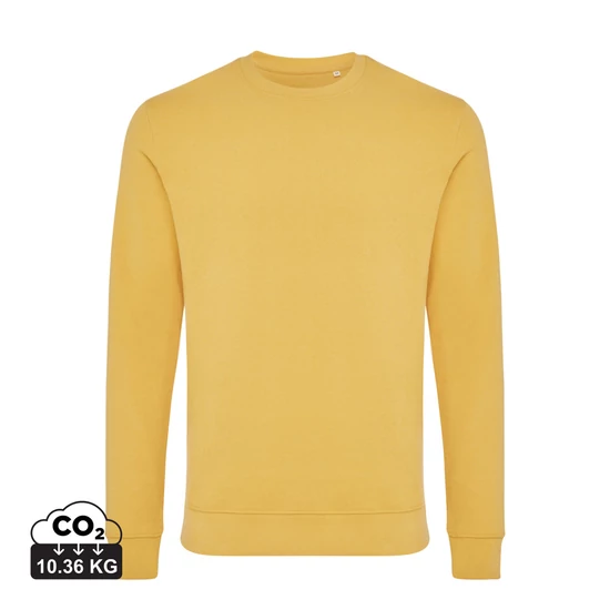 Iqoniq Zion újrahaszn. pamut pulóver kerek nyakkivágással ochre yellow XXXL Unisex