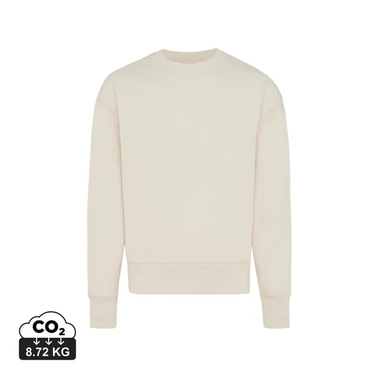 Iqoniq Kruger relaxed újrah. pamut pulóver kerek nyakkivágás off white L Unisex