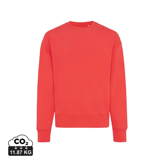 Iqoniq Kruger relaxed újrah. pamut pulóver kerek nyakkivágás luscious red L Unisex
