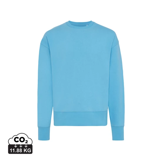 Iqoniq Kruger relaxed újrah. pamut pulóver kerek nyakkivágás tranquil blue L Unisex