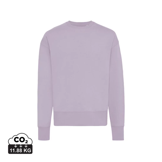 Iqoniq Kruger relaxed újrah. pamut pulóver kerek nyakkivágás lavender L Unisex