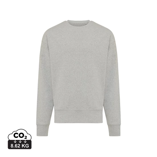 Iqoniq Kruger relaxed újrah. pamut pulóver kerek nyakkivágás heather grey XXXL Unisex
